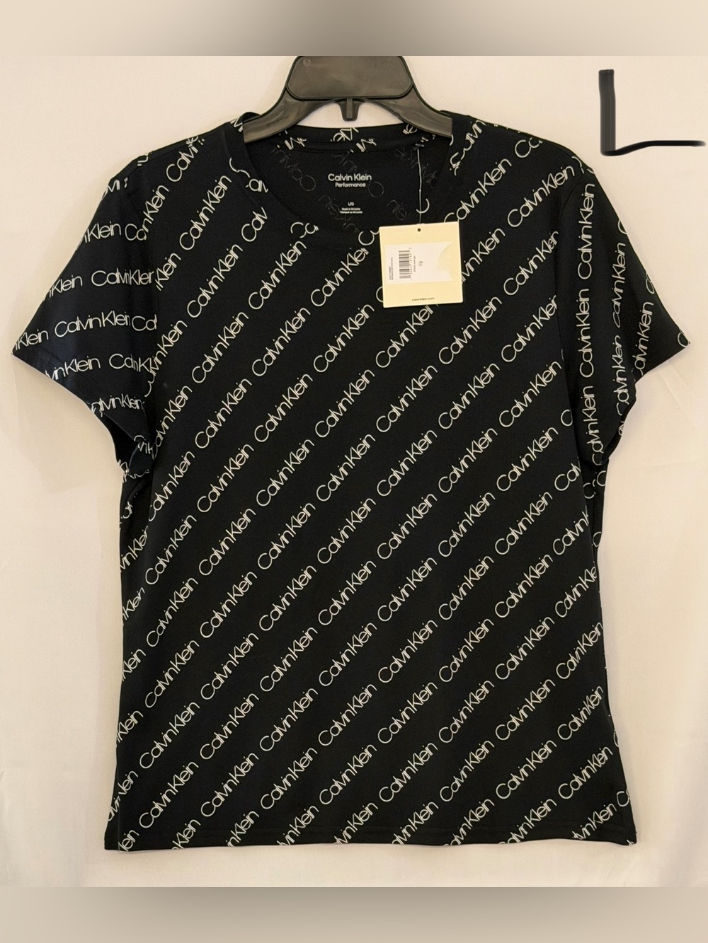 Calvin Klein Black Short Sleeve Tee with White Logo Script